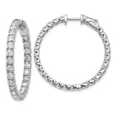 14k White Gold 4 7/8 carat Lab Grown Dia VS/SI+ G+ Round In and Out Safety Clasp Hoop Earrings
